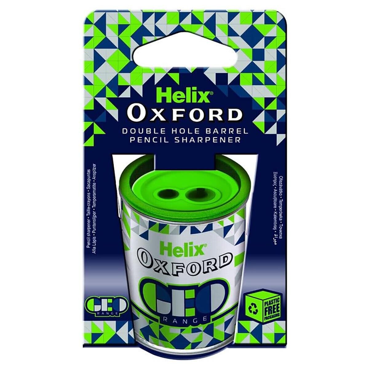 Sharpener 2 Holes Barrel Green Oxford Helix 044101